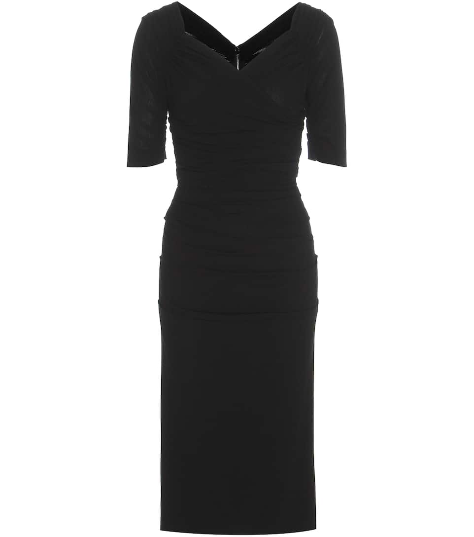 Dolce & Gabbana Gerafftes Kleid aus Crêpe aus einem Schurwollgemisch