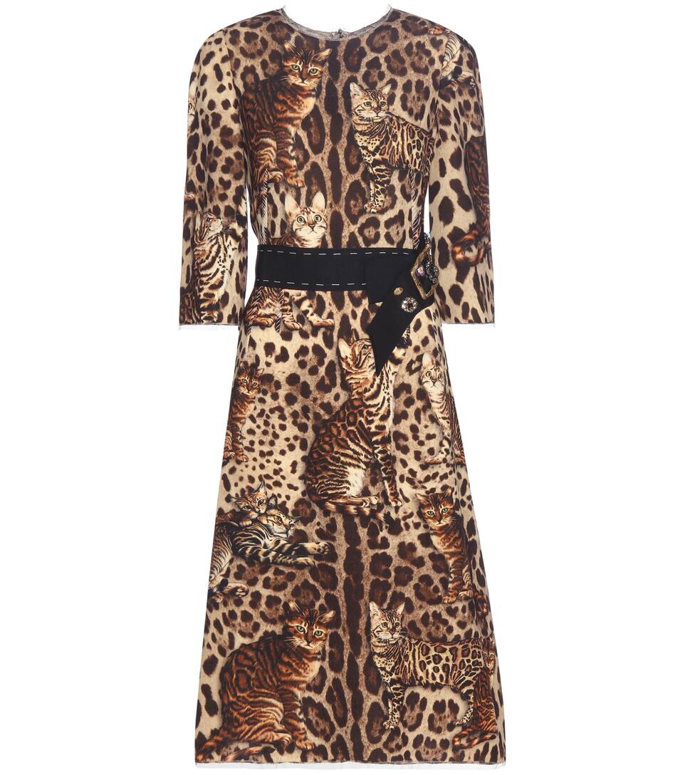 Dolce & Gabbana Verziertes Kleid aus Woll-Crêpe