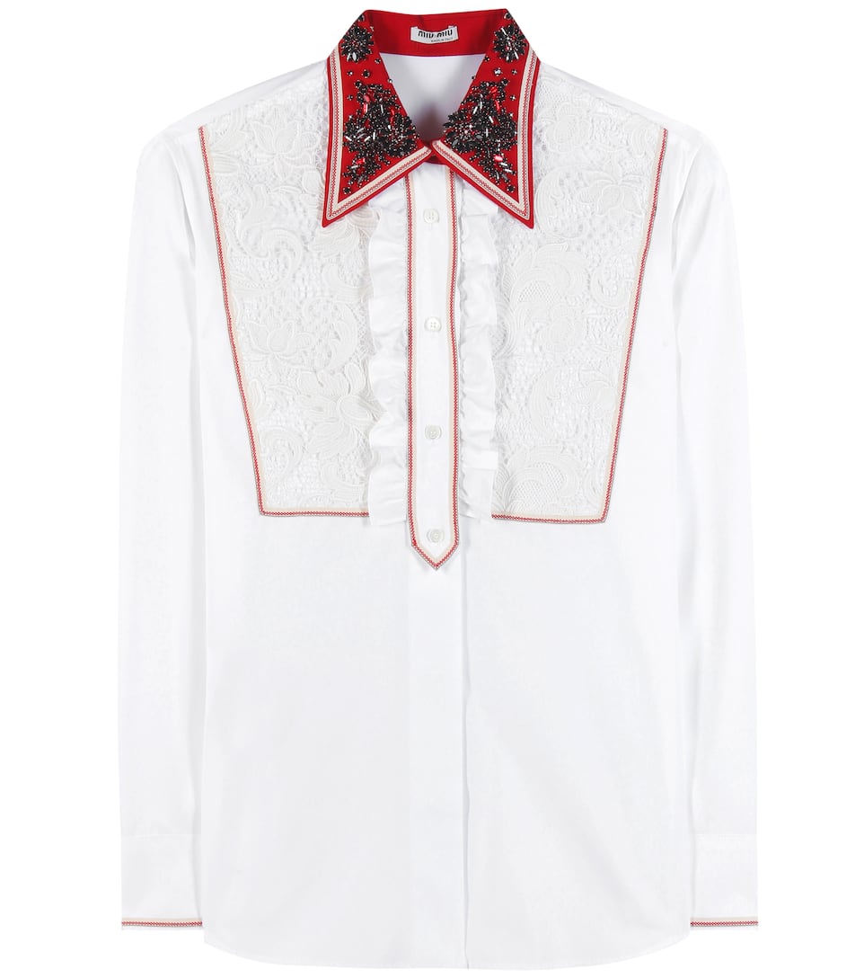 Miu Miu Baumwollbluse mit Spitze