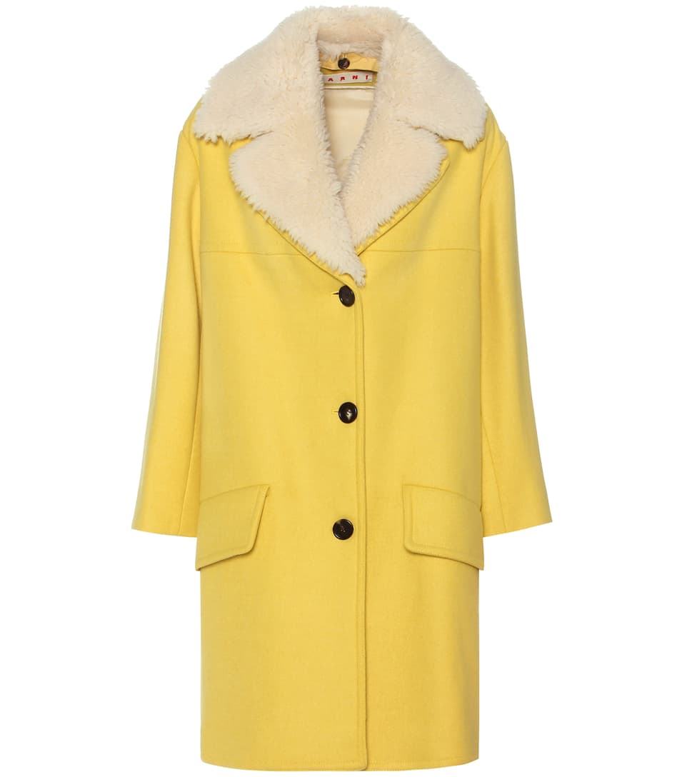 Marni Wollmantel mit Shearling-Besatz