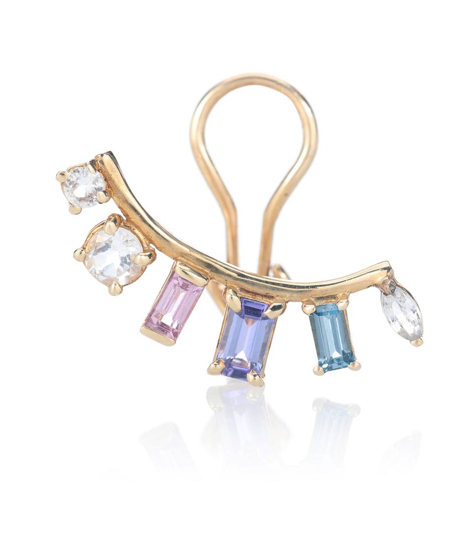 LOREN STEWART Sunbeam Arc gemstone 14kt gold ear cuff