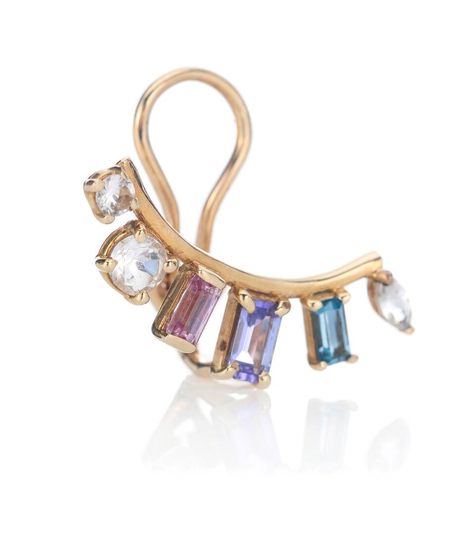 LOREN STEWART Sunbeam Arc gemstone 14kt gold ear cuff