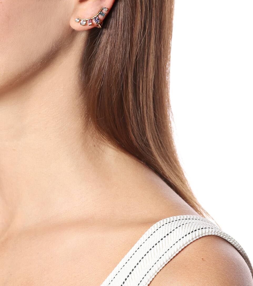 LOREN STEWART Sunbeam Arc gemstone 14kt gold ear cuff