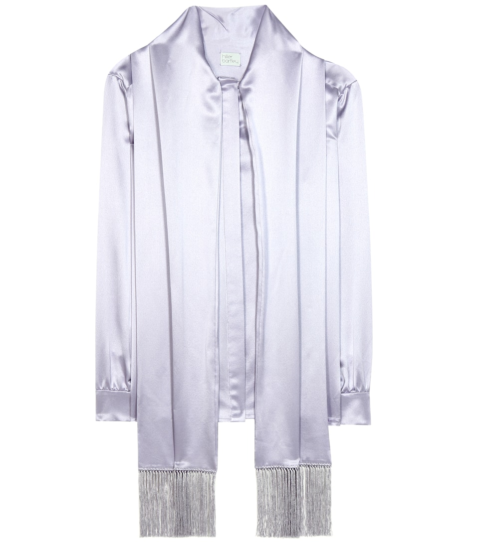 Hillier Bartley Bluse aus Seidensatin mit Schalkragen