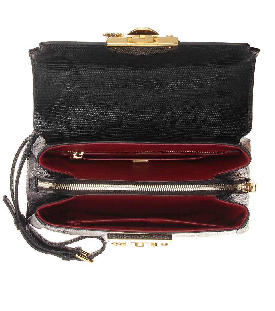 DOLCE & GABBANA Lucia Embossed Leather Crossbody Bag, Llack ModeSens