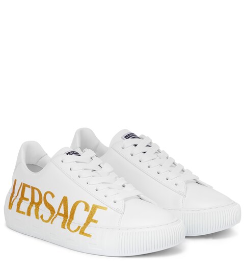 Versace - Greca leather sneakers | Mytheresa