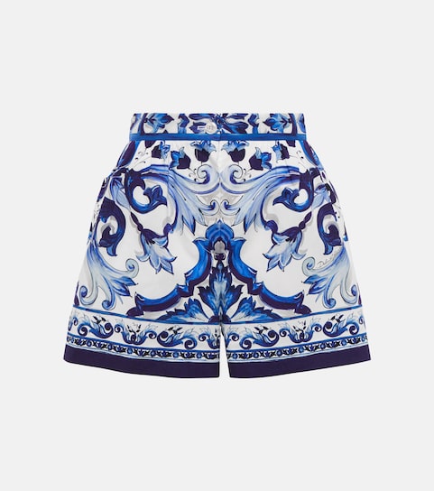 Printed flared cotton shorts 