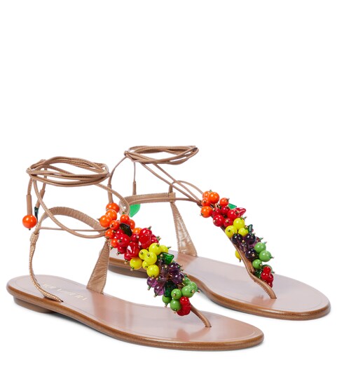 Aquazzura - Sandalias Tutti Frutti de piel y rafia | Mytheresa