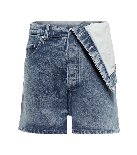 Asymmetric high-rise denim shorts 