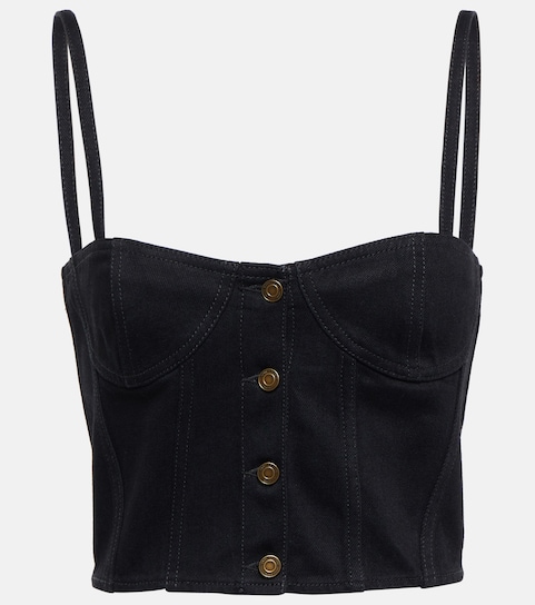 Saint Laurent - Denim cropped corset 