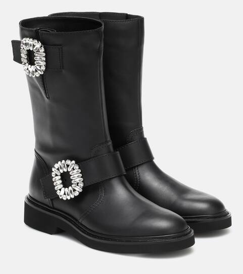 Viv’ Strass leather ankle boots Nero