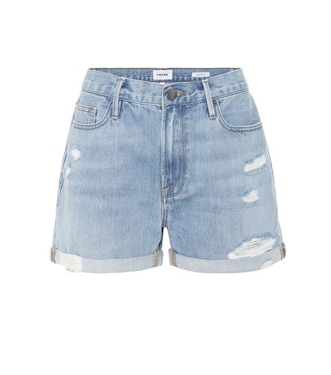 Frame - Le Beau distressed denim shorts 