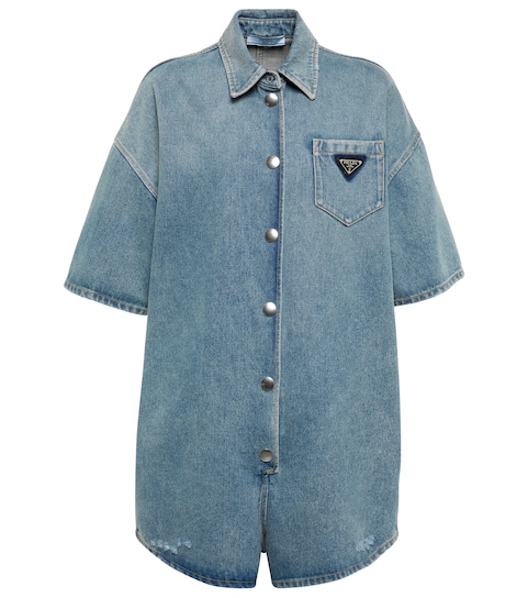 Prada - Denim playsuit | Mytheresa