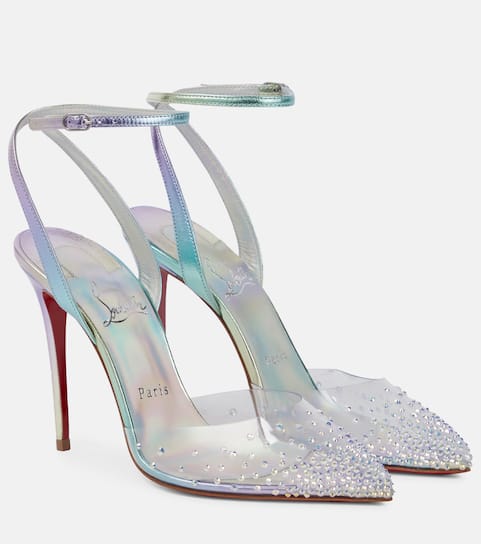 100mm spikaqueen iridescent red sole pumps clearance