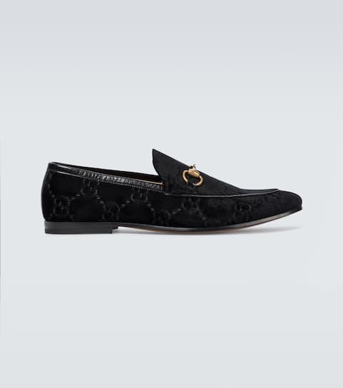 gucci jordaan gg velvet loafer black