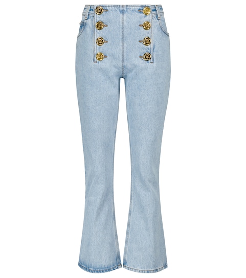 Embellished low-rise flared jeans 