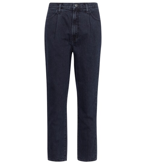 Pleated Peg high-rise tapered jeans 
