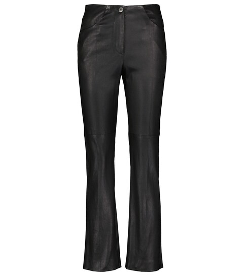 High-rise leather bootcut pants 