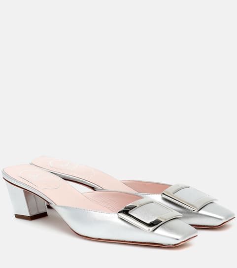 Belle Vivier metallic-leather mules