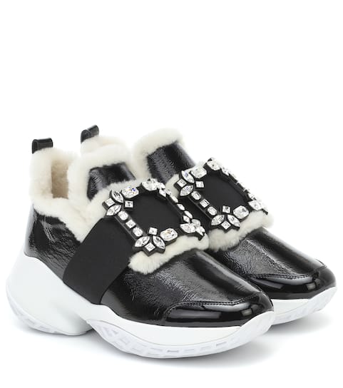 Viv’ Run shearling-trimmed sneakers