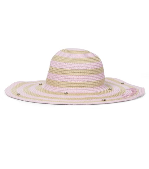 Monnalisa - Embellished striped straw 