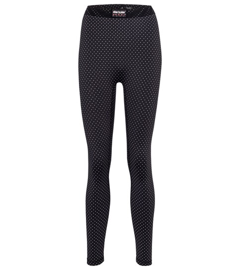 Bonded polka-dot mid-rise leggings