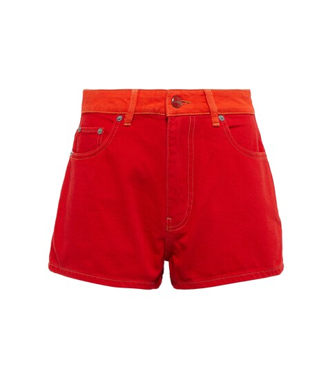 Ganni - High-rise denim shorts | Mytheresa