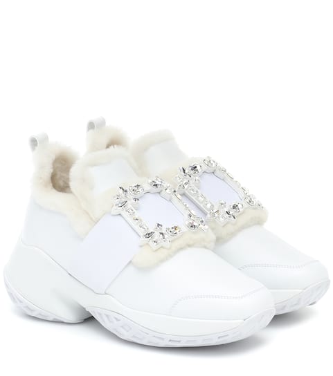 Viv’ Run shearling and leather sneakers