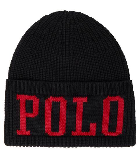 ralph lauren beanie black and red