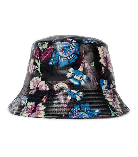 Haley floral leather bucket hat 