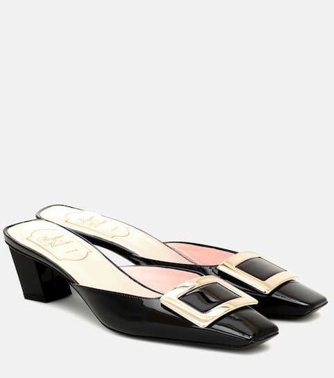 Belle Vivier patent-leather mules