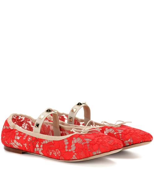 Valentino Rockstud Ballet lace ballerinas