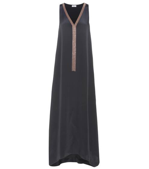 Brunello Cucinelli Embellished silk dress
