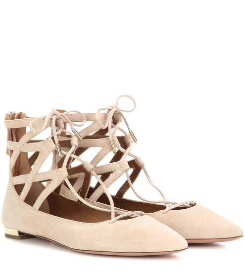 Aquazzura Belgravia Flat suede ballerinas