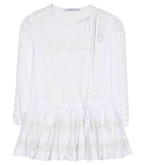 Givenchy Lace-trimmed cotton blouse