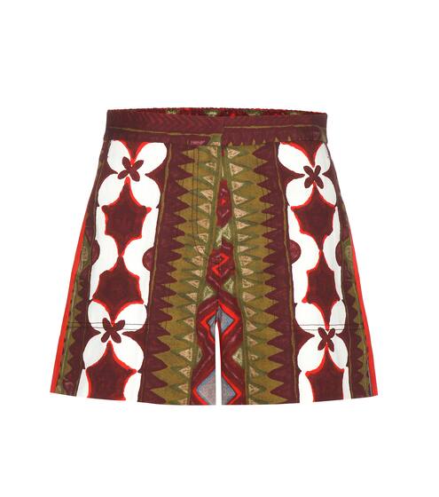 Valentino Printed cotton and linen shorts