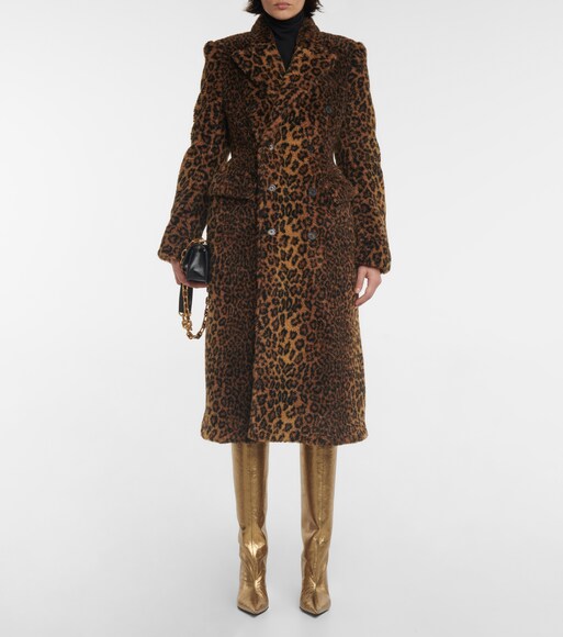 warehouse long leopard coat