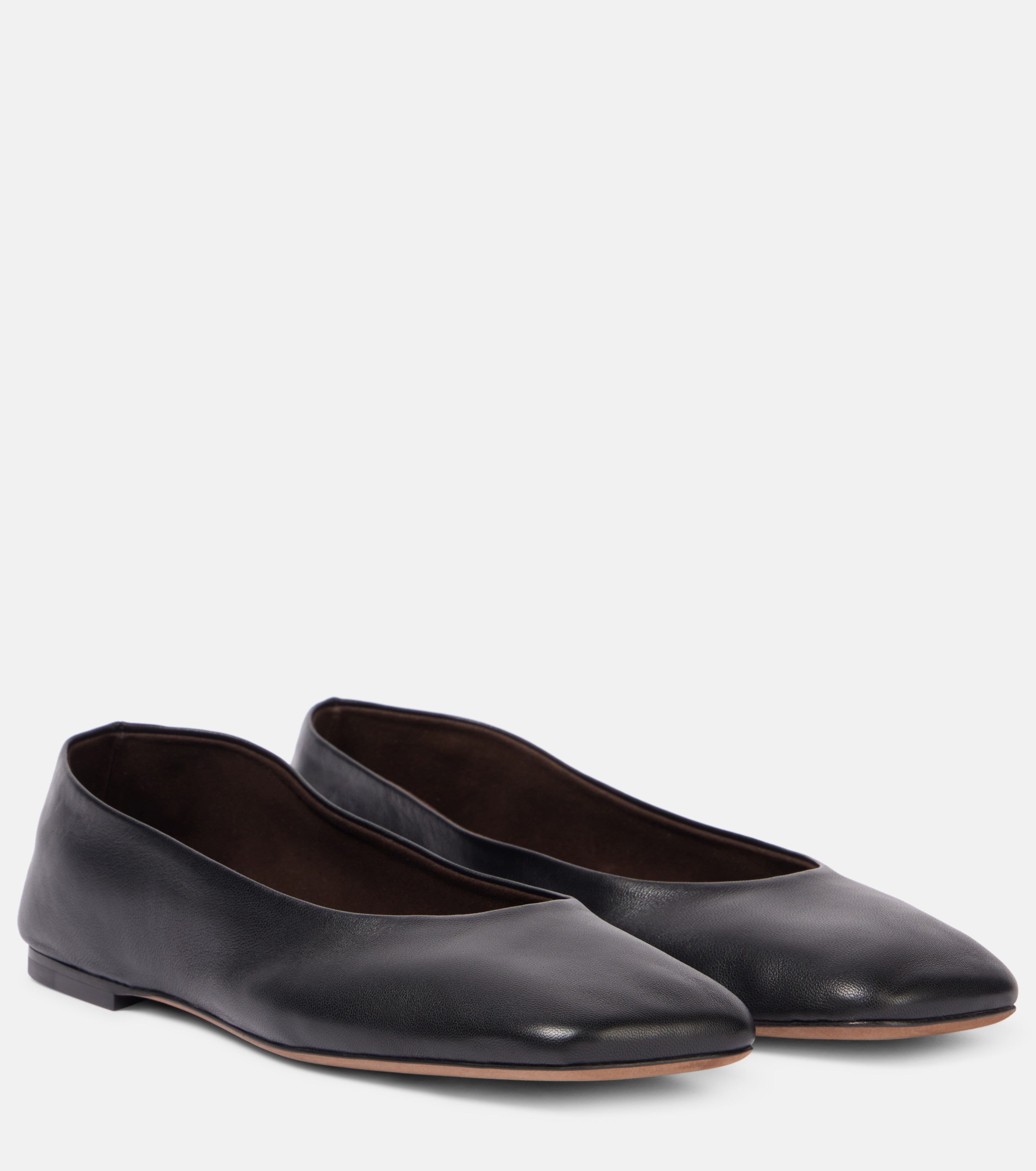Square leather ballet flats - Image 1