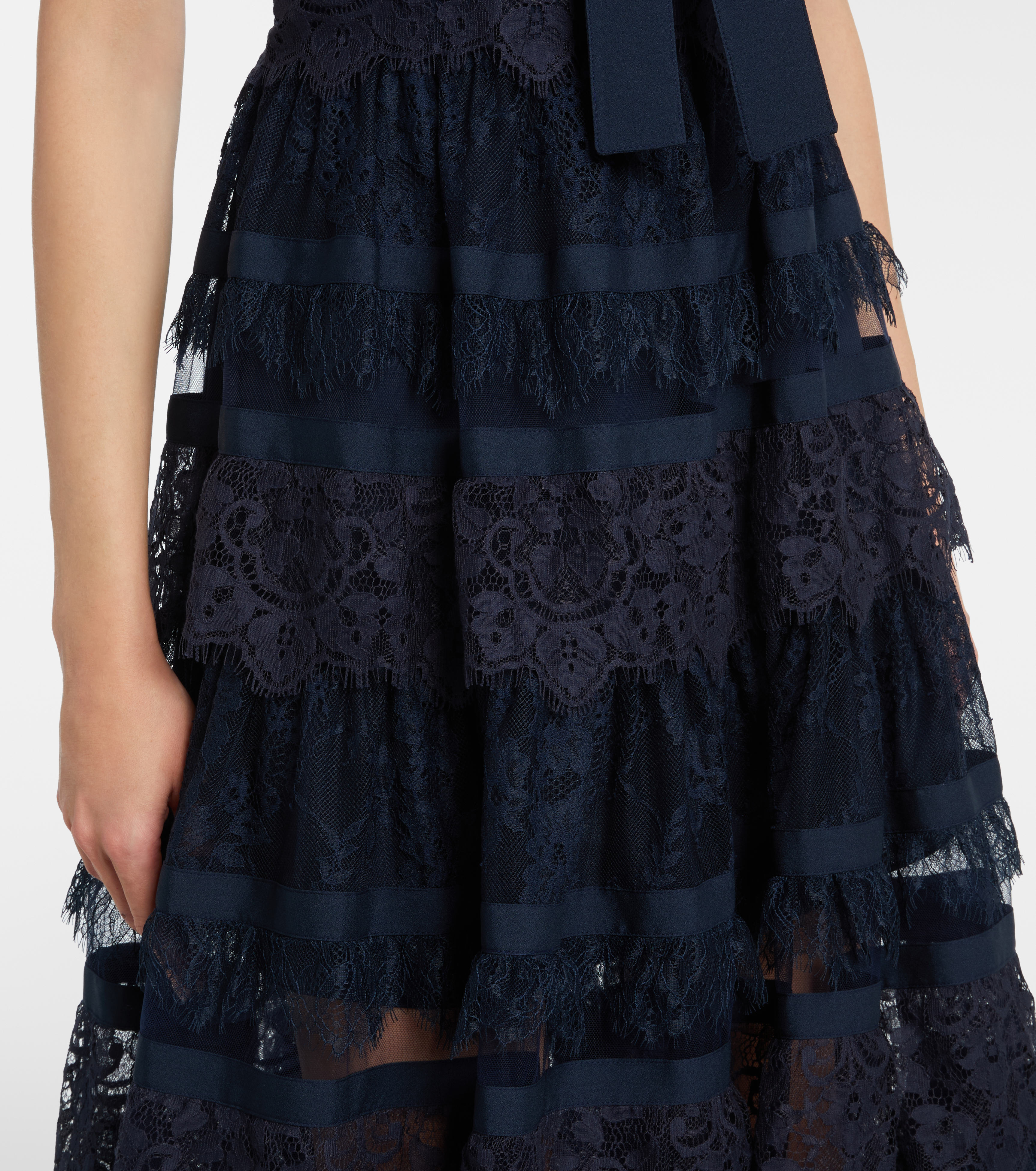 Tie-neck lace midi dress — Image 5