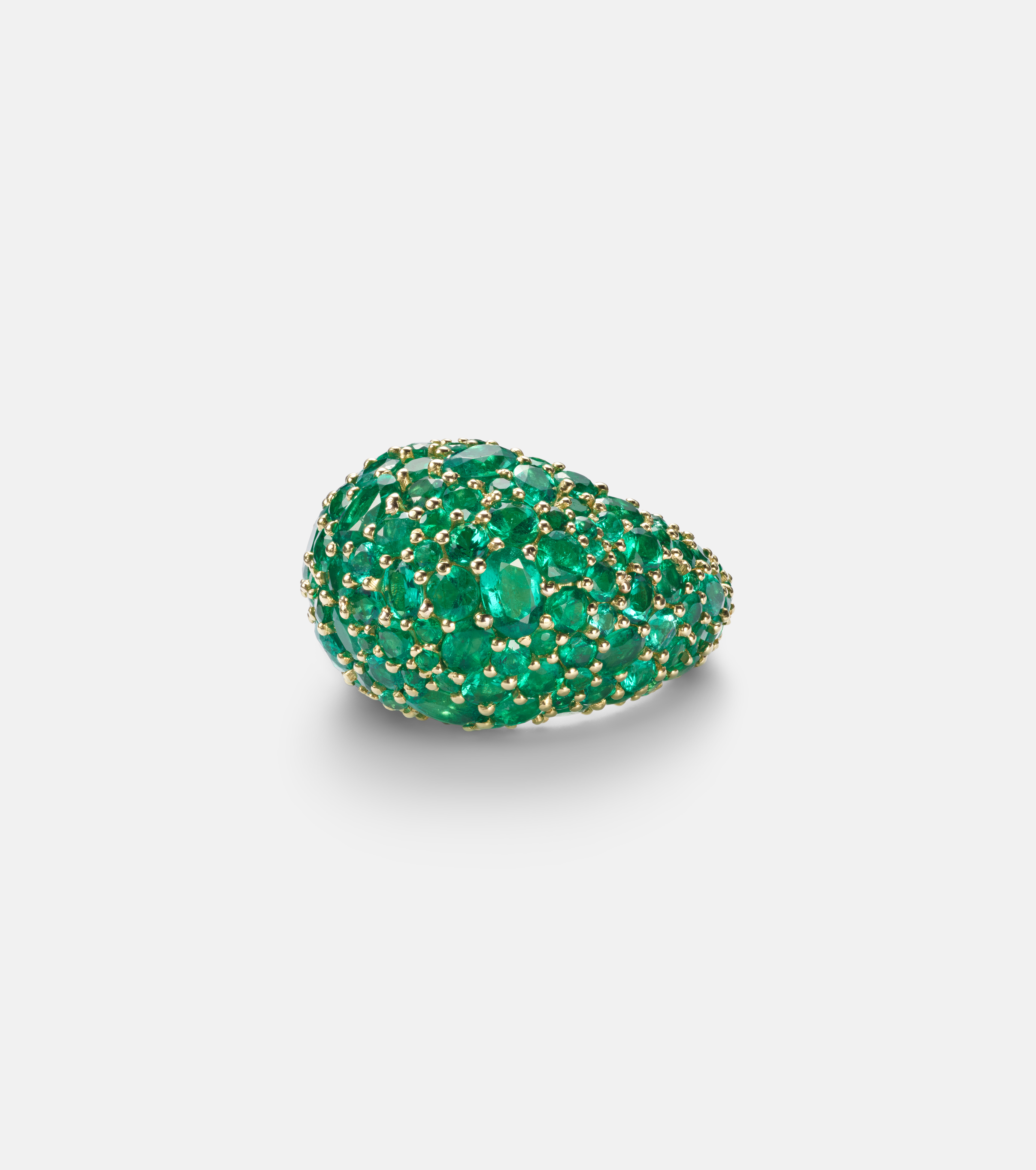 Earth Dome 18kt gold ring with emeralds