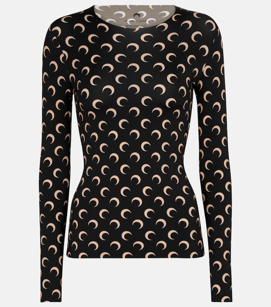 Printed stretch-jersey top