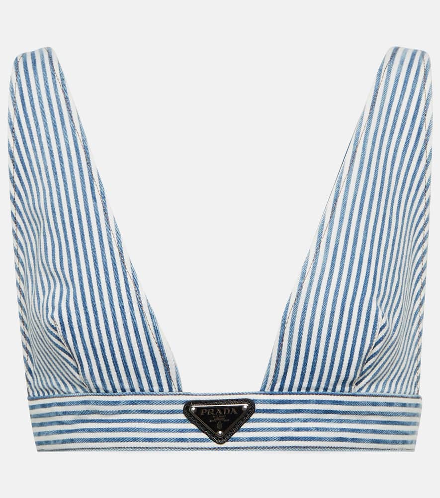 Prada Striped denim bralette