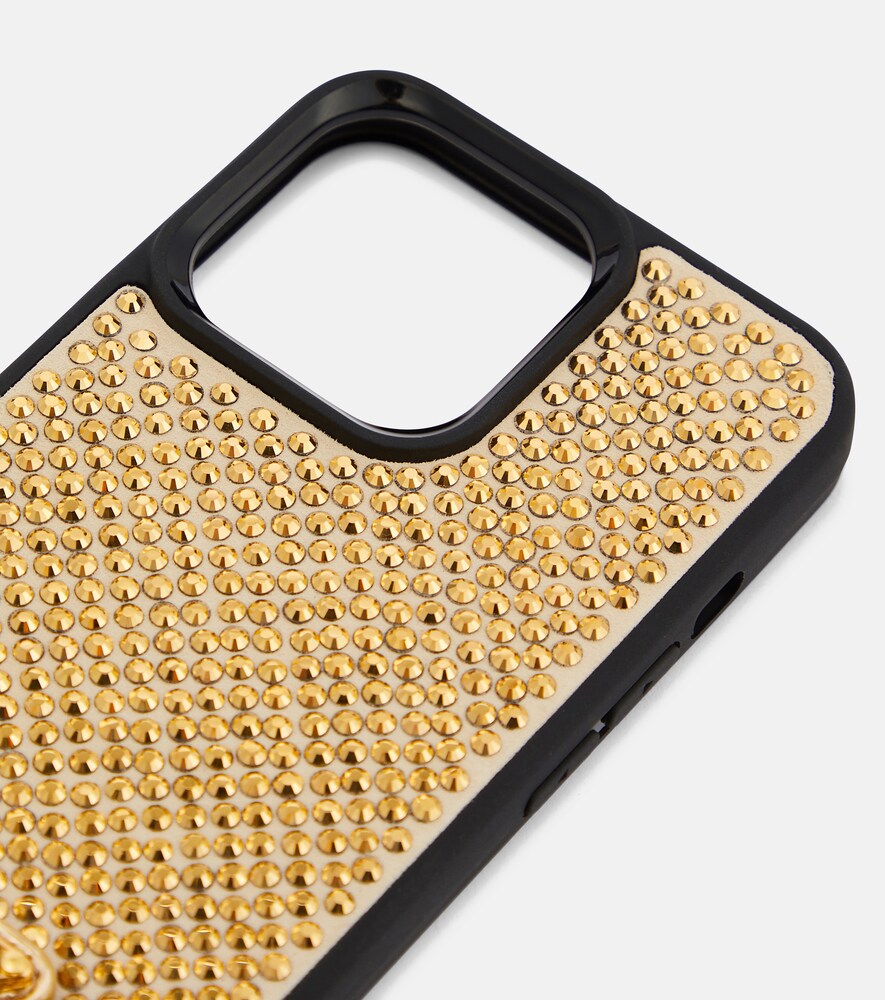  Prada Prada Embellished Leather Iphone 13 Pro Case 
