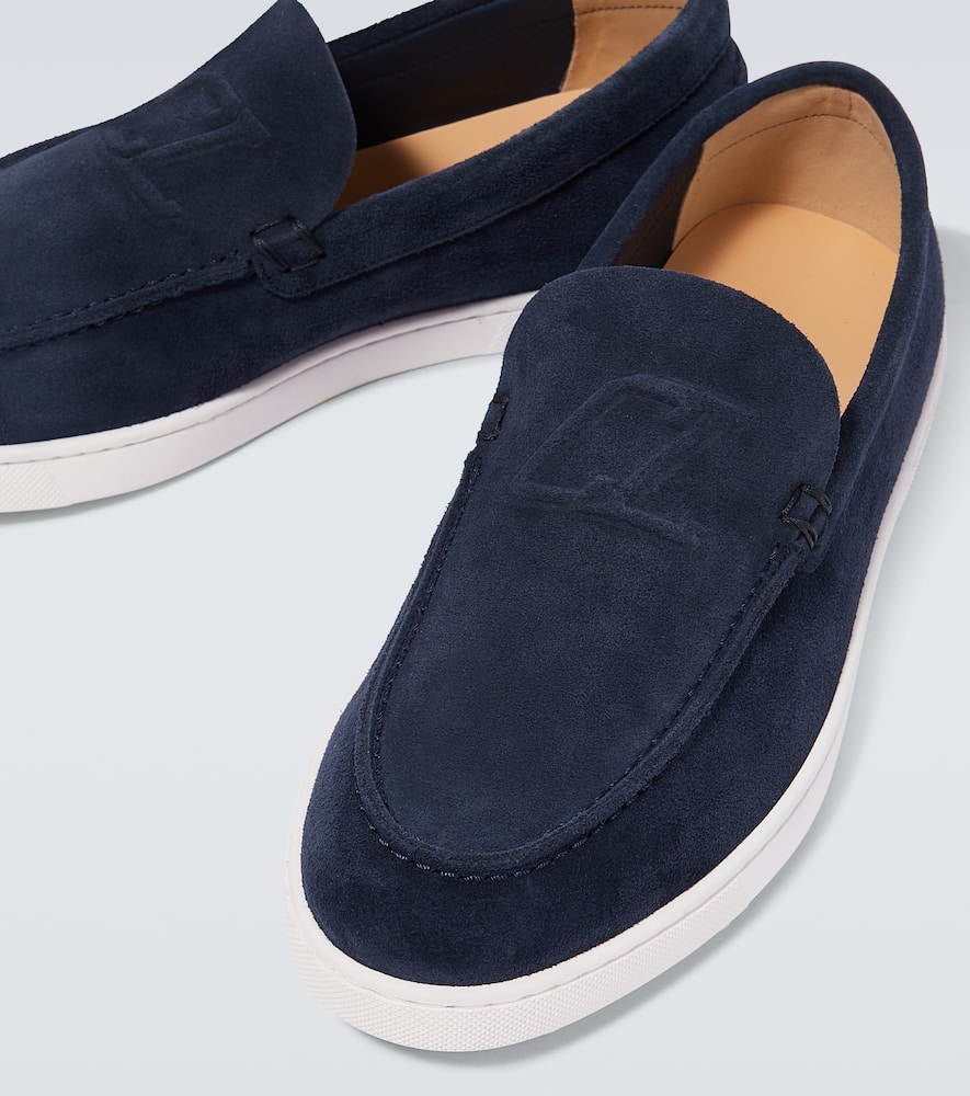 Shop Christian Louboutin Varsiboat Suede Loafers In Marine