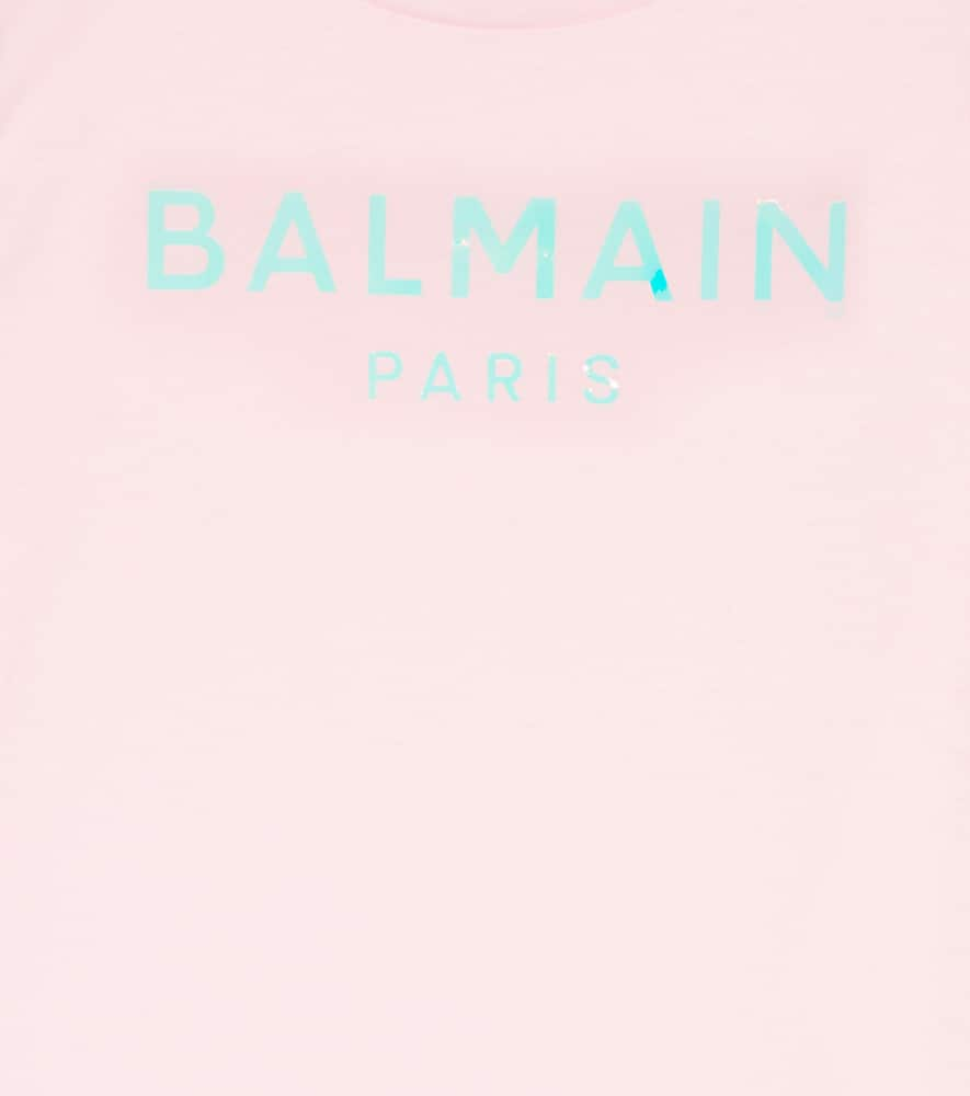 Shop Balmain Logo Cotton Jersey T-shirt In Plum