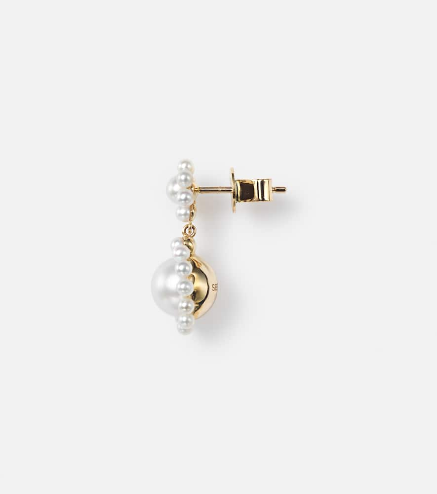 Shop Sophie Bille Brahe Deux Jeanne 14kt Yellow Gold Single Earring With Pearls In White