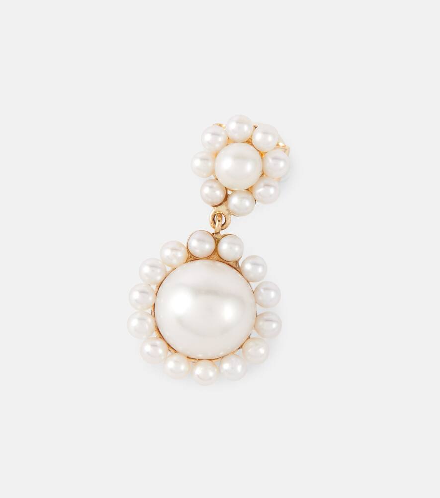 Shop Sophie Bille Brahe Deux Jeanne 14kt Yellow Gold Single Earring With Pearls In White