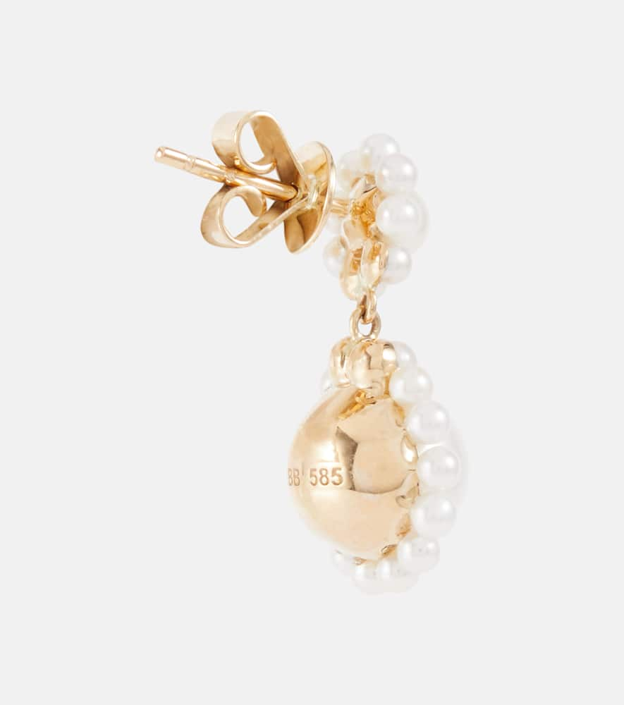 Shop Sophie Bille Brahe Deux Jeanne 14kt Yellow Gold Single Earring With Pearls In White