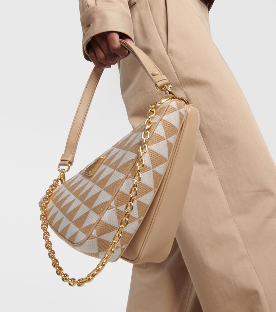 Prada Symbole Mini jacquard and leather shoulder bag