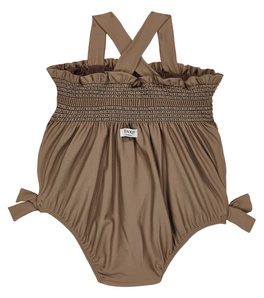 Donsje Xori Shirred Swimsuit In Taupe